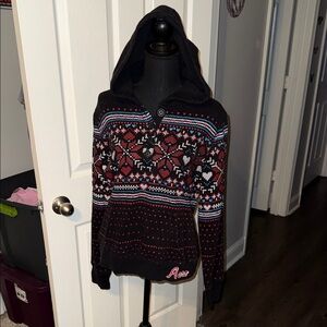 🖤AEROPOSTALE VINTAGE 2011 FAIR ISLE BLACK HOODIE SIZE XL🖤